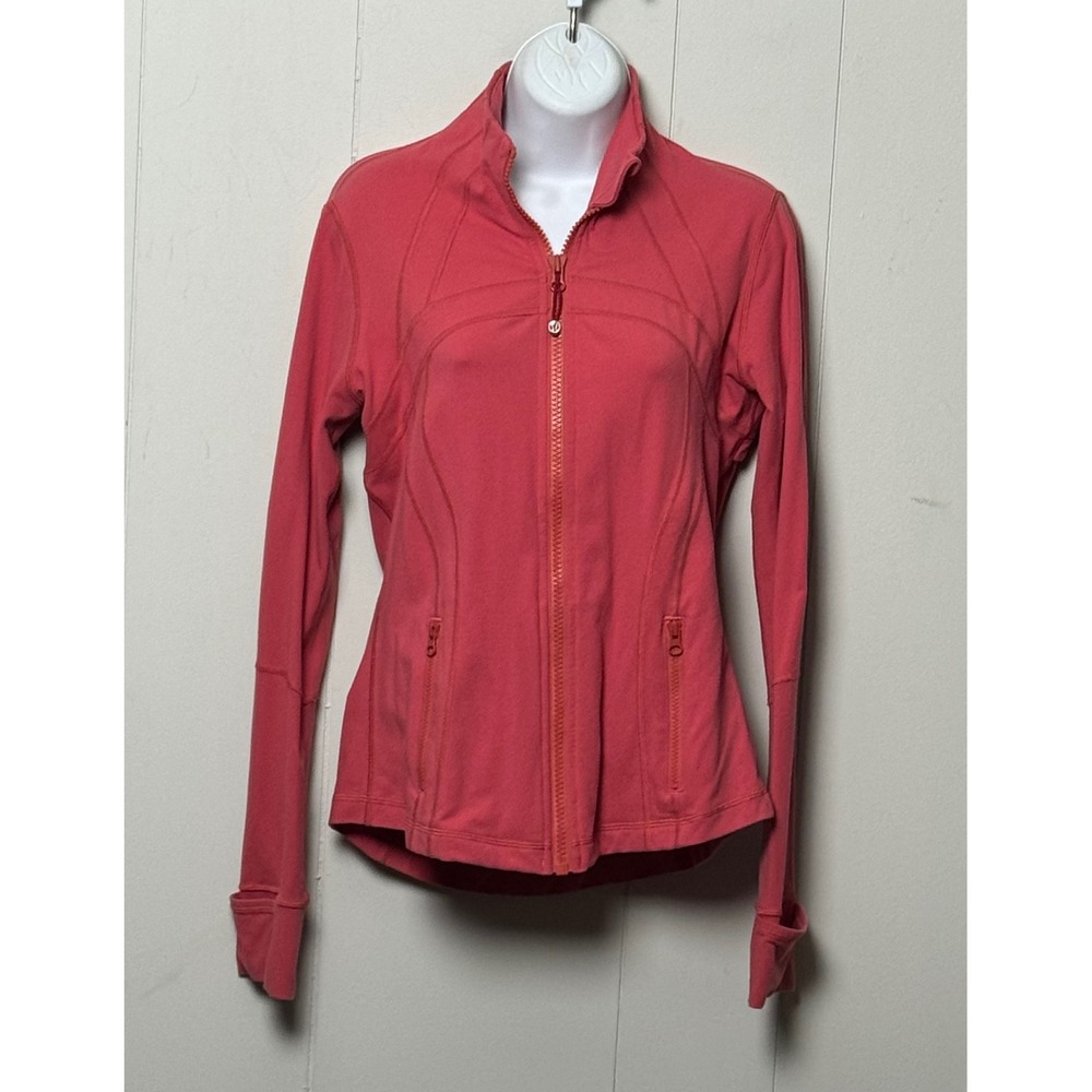 Lululemon Define Jacket Womens Luon Pink Coral Full Zip Yoga Track Jacket Size 8